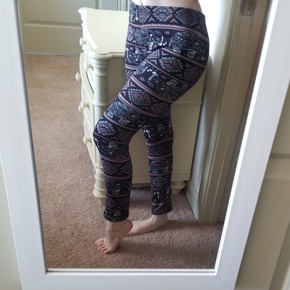 Elephant Print Fur Lined Leggings